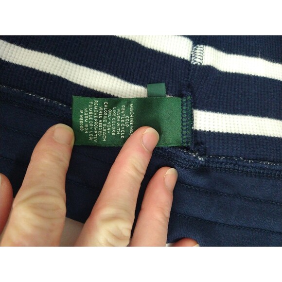 Lauren Active Ralph Lauren XL Cardigan Hoodie Navy Blue & White Stripe Full Zip - Picture 10 of 11